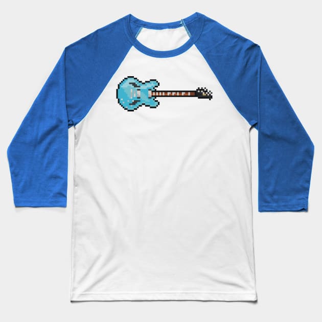 Pixel Blue Gibson DG Guitar Baseball T-Shirt by gkillerb